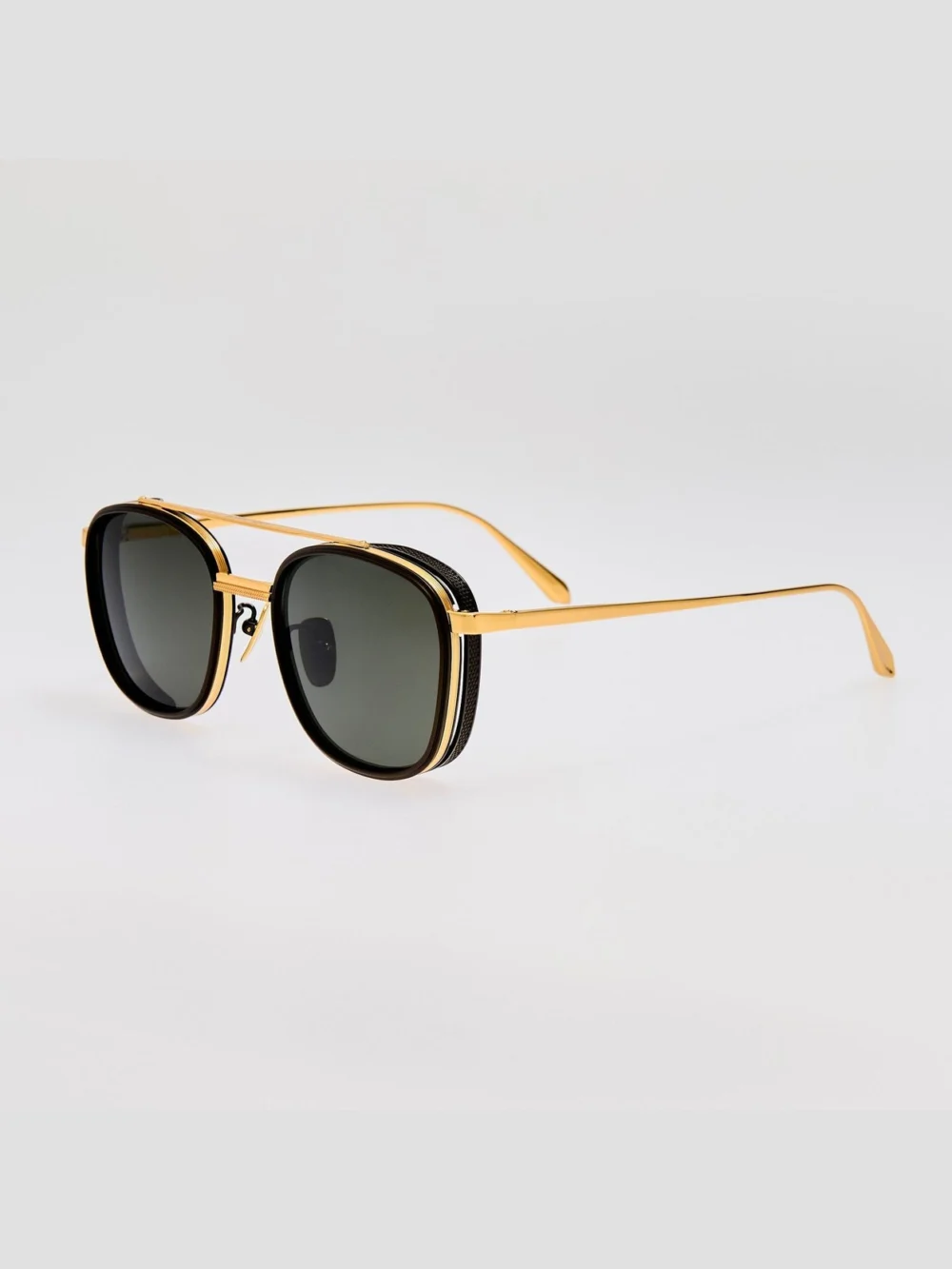 Linda Farrow Varo Sunglasses, 22k gold and black, view 2