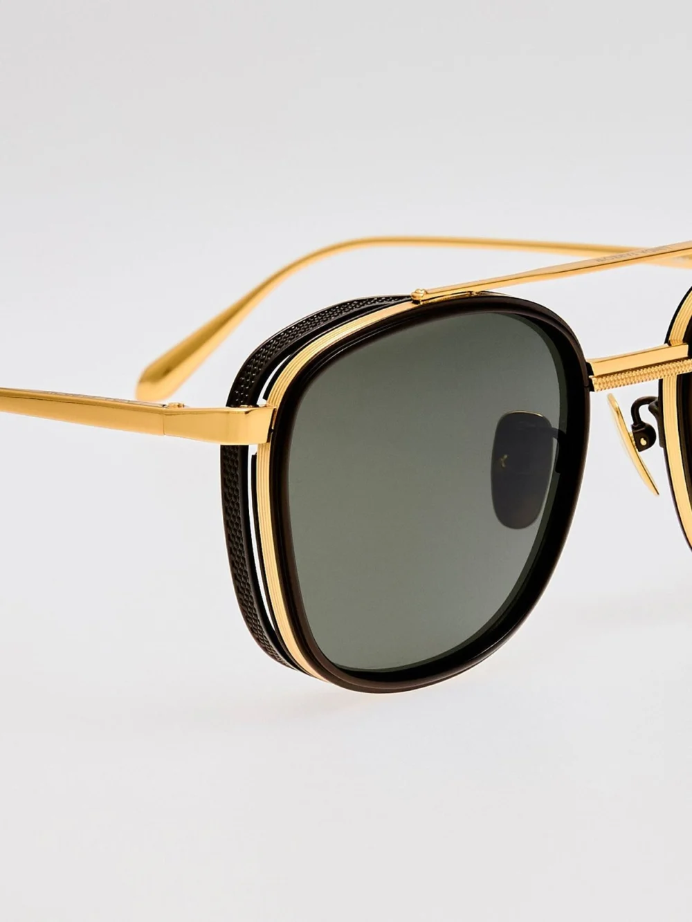 Linda Farrow Varo Sunglasses, 22k gold and black, view 5