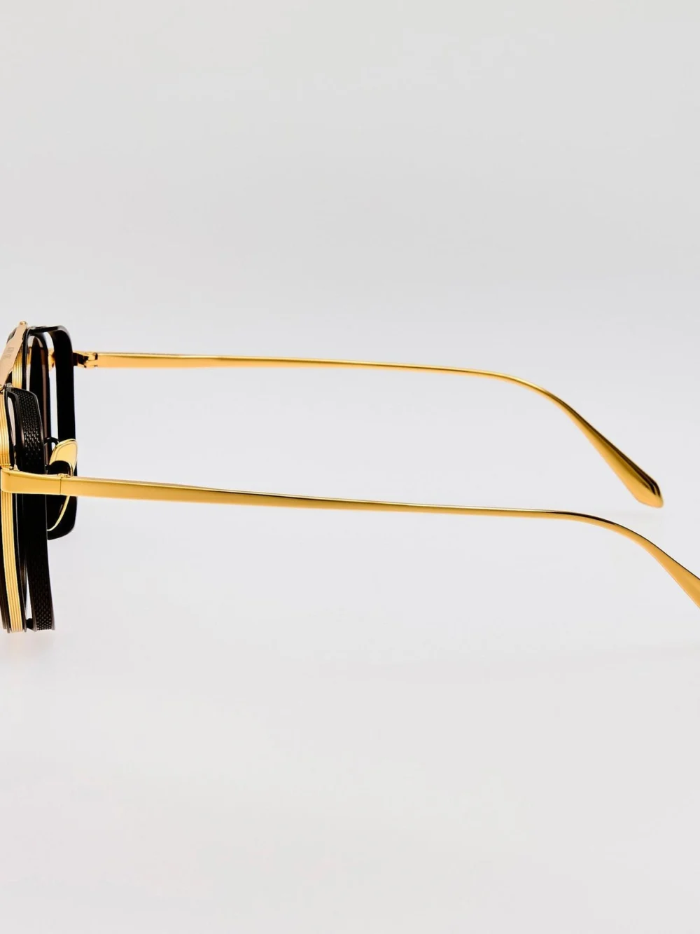 Linda Farrow Varo Sunglasses, 22k gold and black, view 6