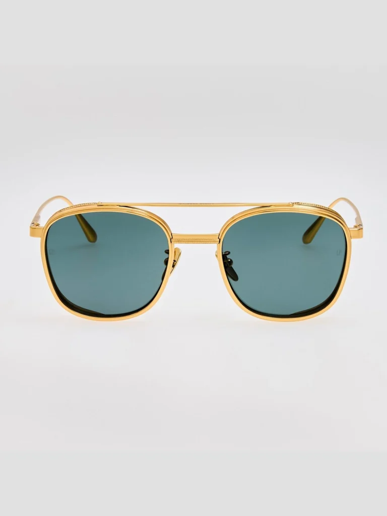 Linda Farrow Varo Sunglasses in 22K Gold and Green