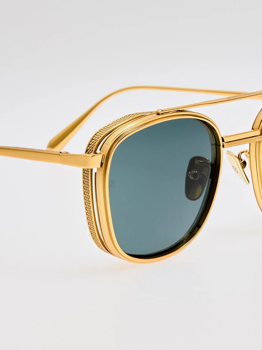 Linda Farrow Varo Sunglasses, 22k gold and green, view 5