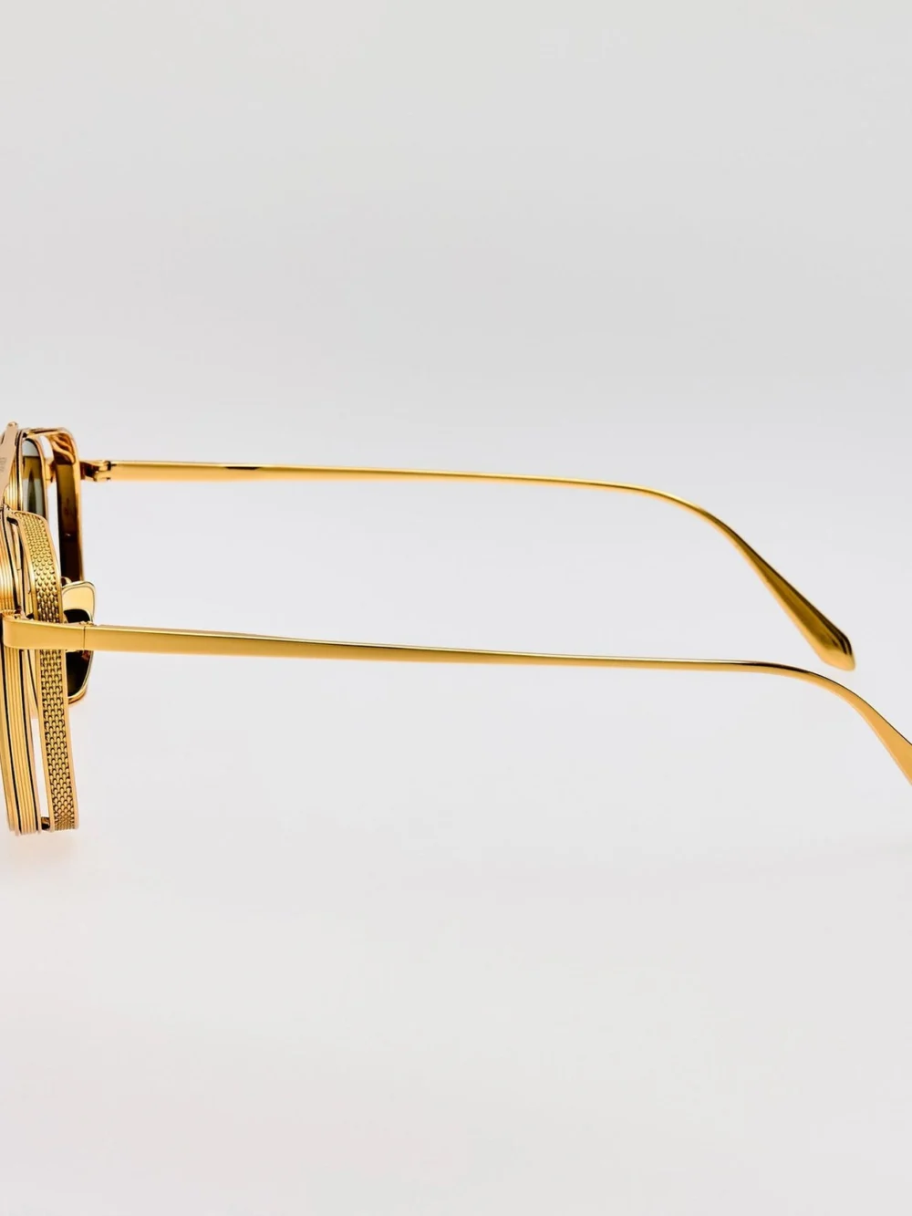 Linda Farrow Varo Sunglasses, 22k gold and green, view 6
