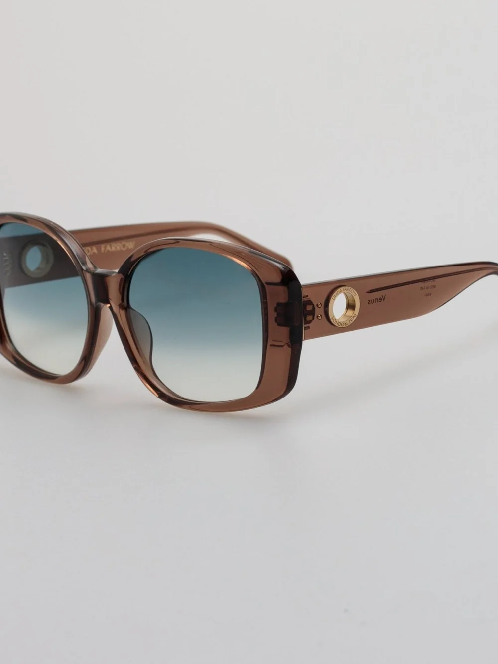 Linda Farrow Venus Oversized Sunglasses, aqua, view 2