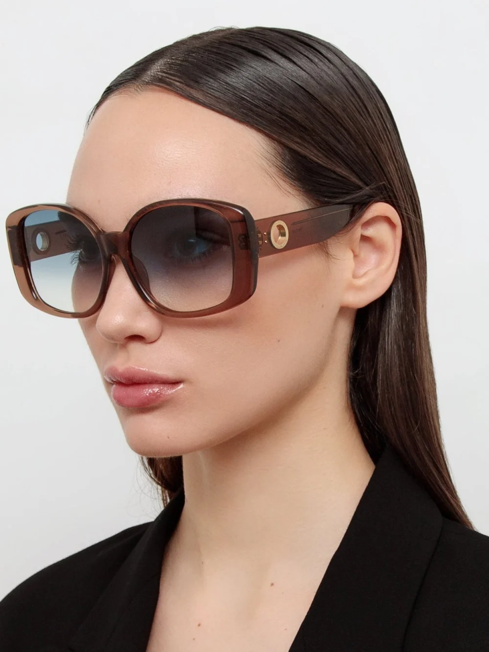 Linda Farrow Venus Oversized Sunglasses, aqua, view 3