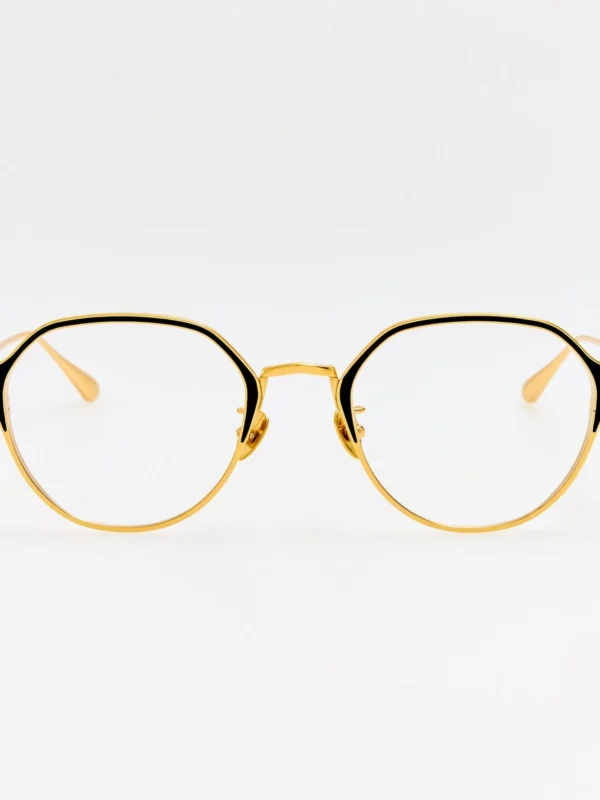 Linda Farrow Wilson Optical in Satin Black and 22K Gold