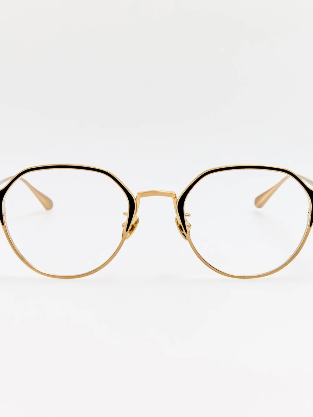 Linda Farrow Wilson Optical in satin black and matt champagne
