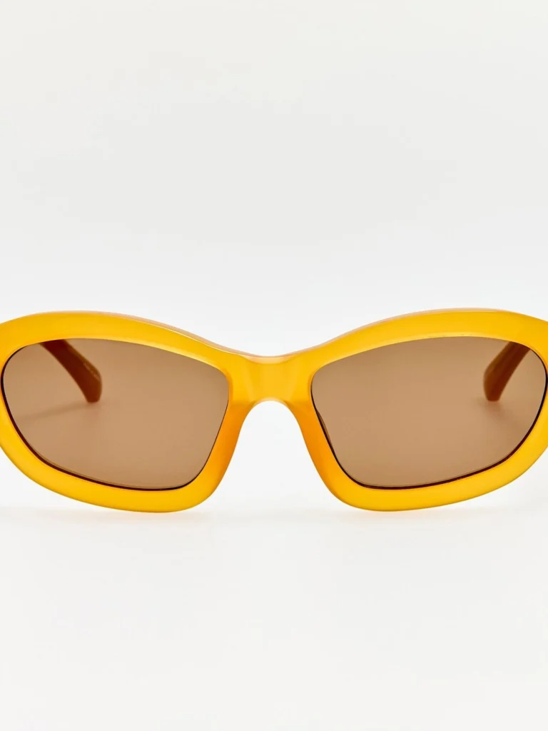 Linda Farrow Wrap Sunglasses in Honey