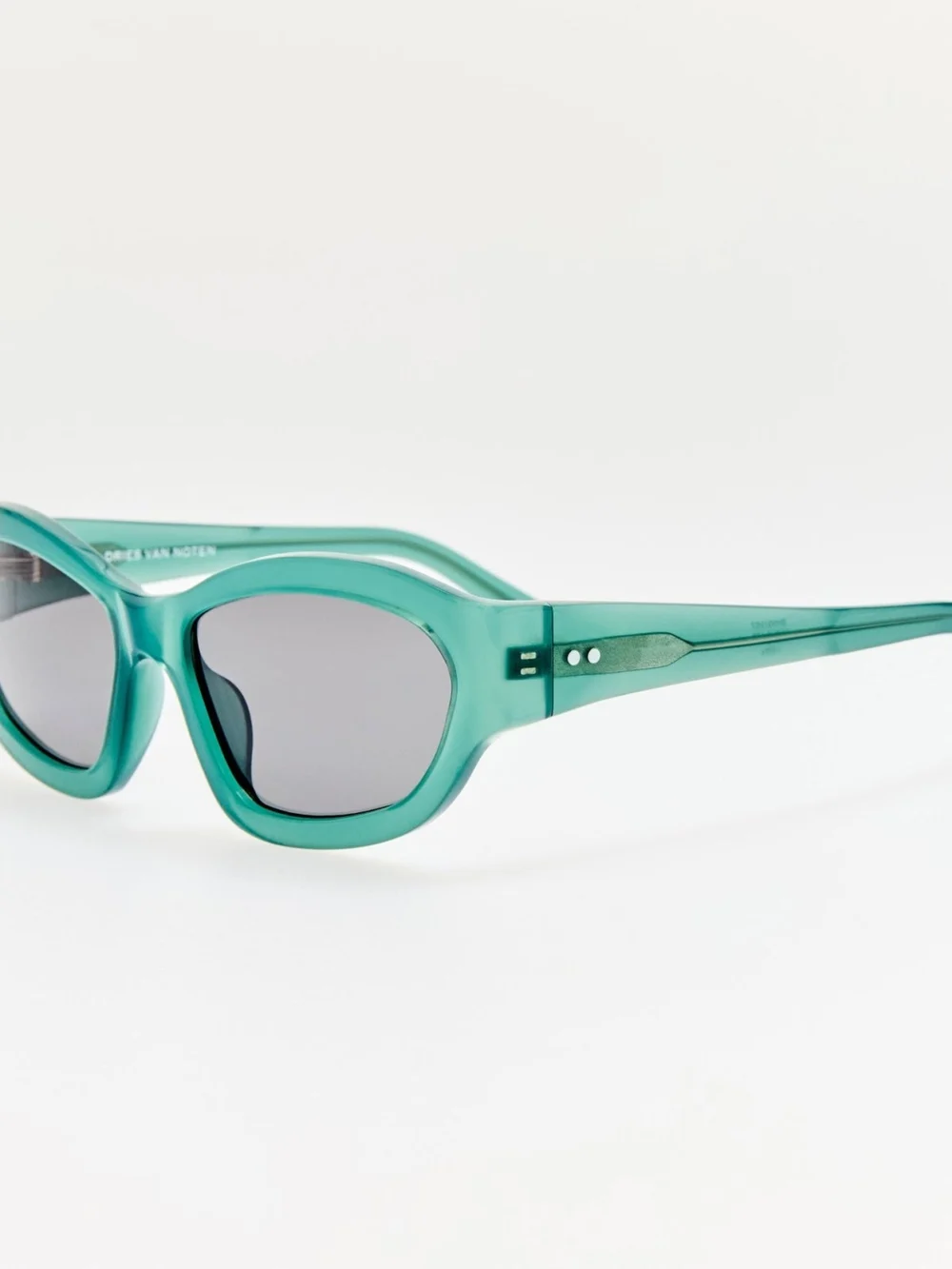 Linda Farrow Wrap Sunglasses, teal, view 2