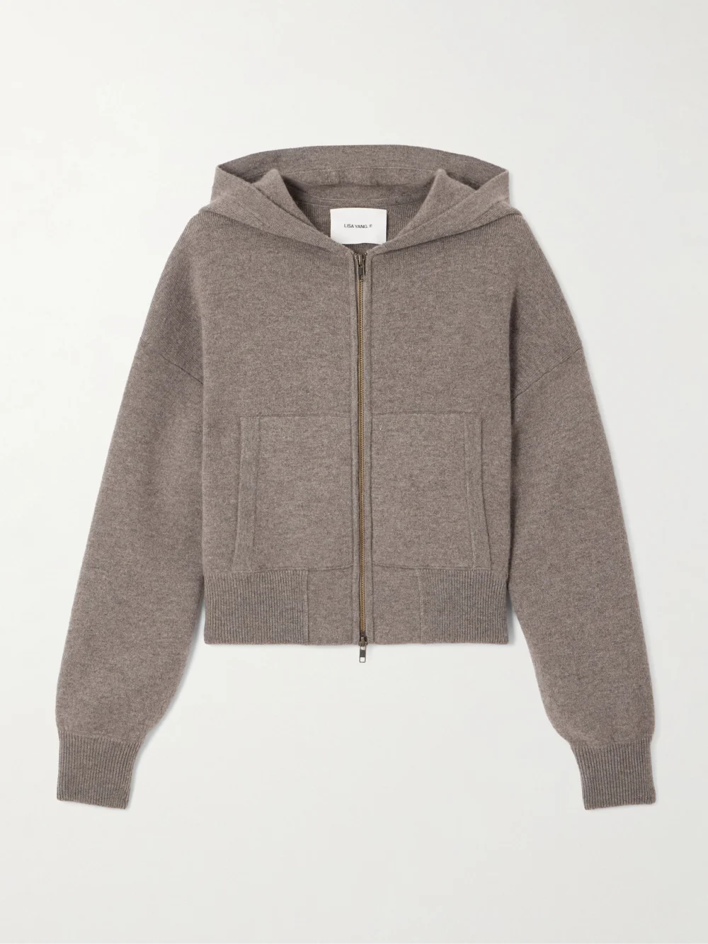 Lisa Yang Lilia Cropped Cashmere Hoodie in beige