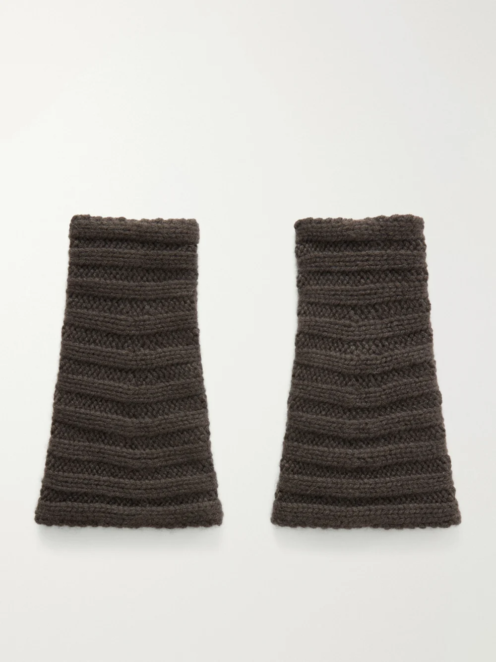 Lisa Yang Zarie Ribbed Cashmere Fingerless Gloves in brown