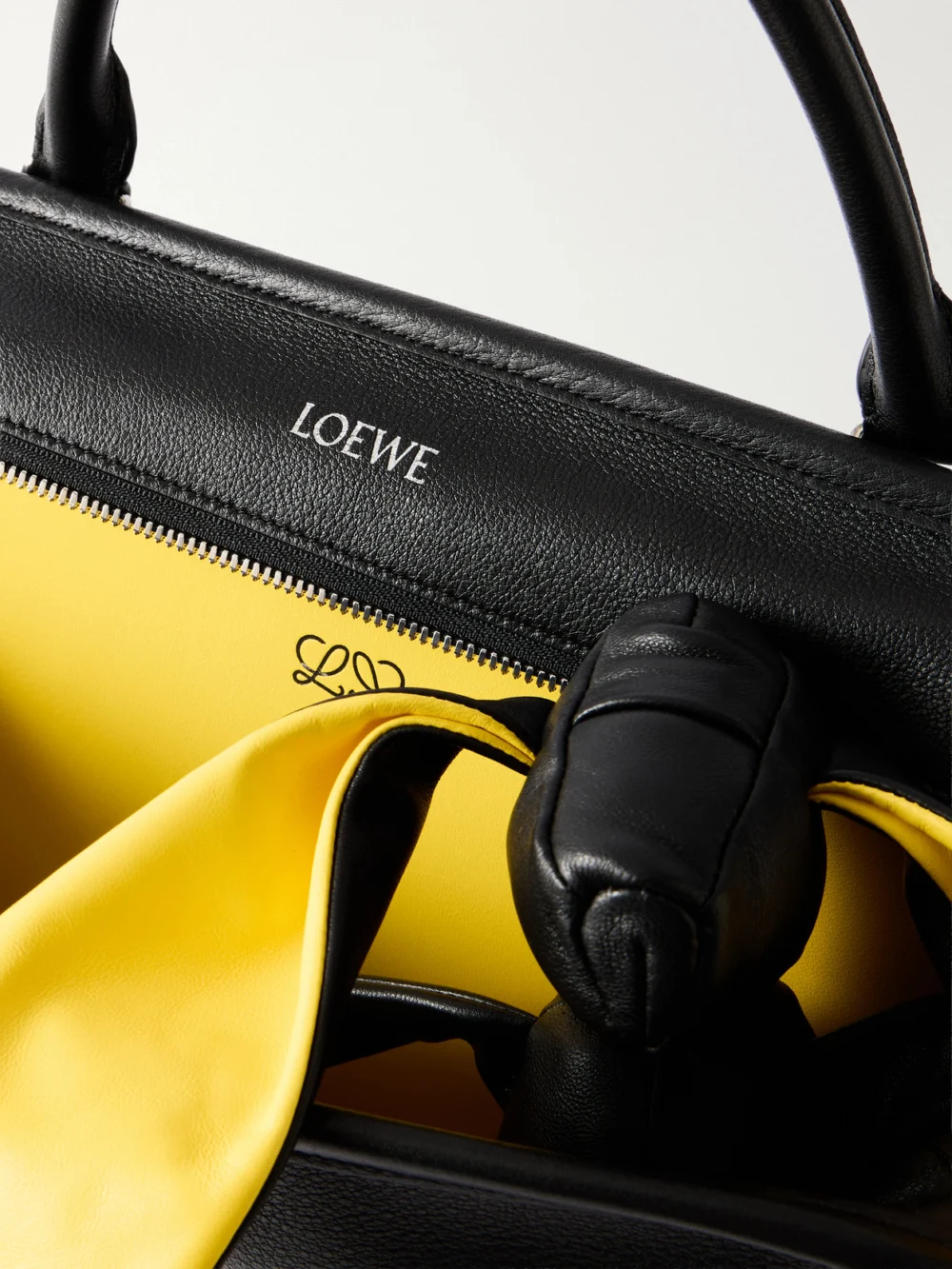 Close-up detail of the Loewe Amazona 180 Leather Tote