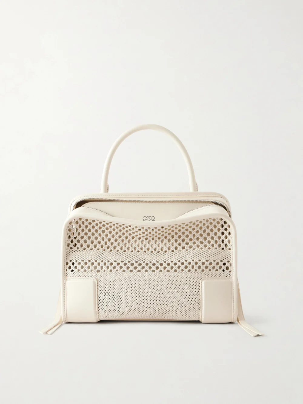 Loewe Amazona 180 Logo-embossed Leather Tote in white