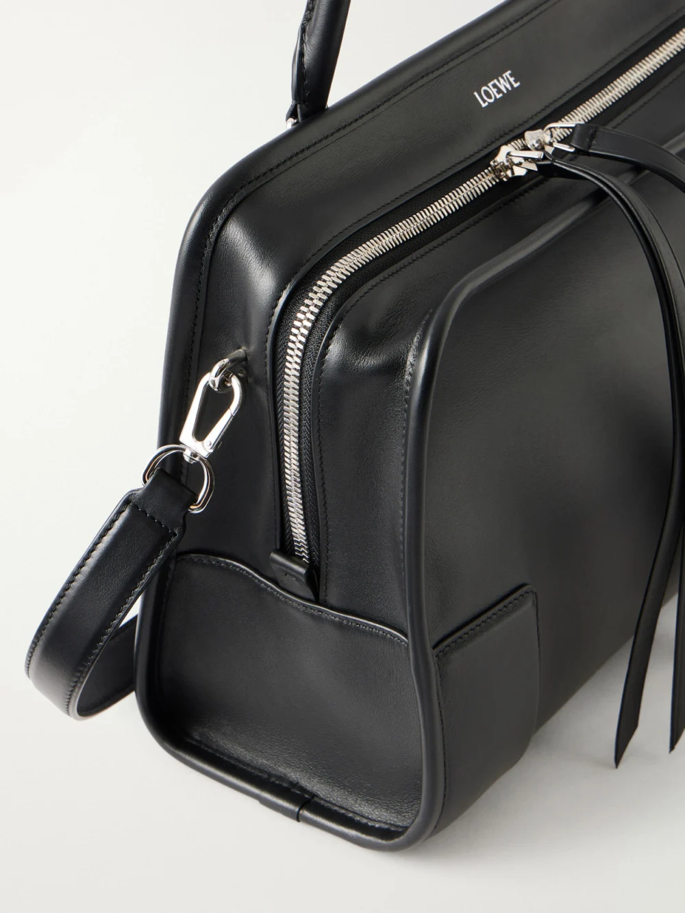 Close-up detail of the Loewe Amazona 180 Medium Leather Shoulder Bag