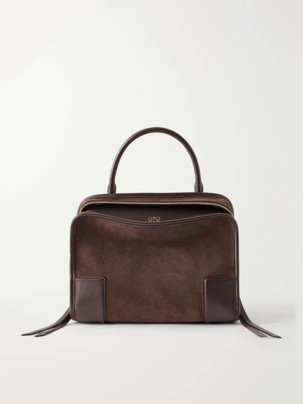 Loewe Amazona 180 Medium Leather-trimmed Suede Tote