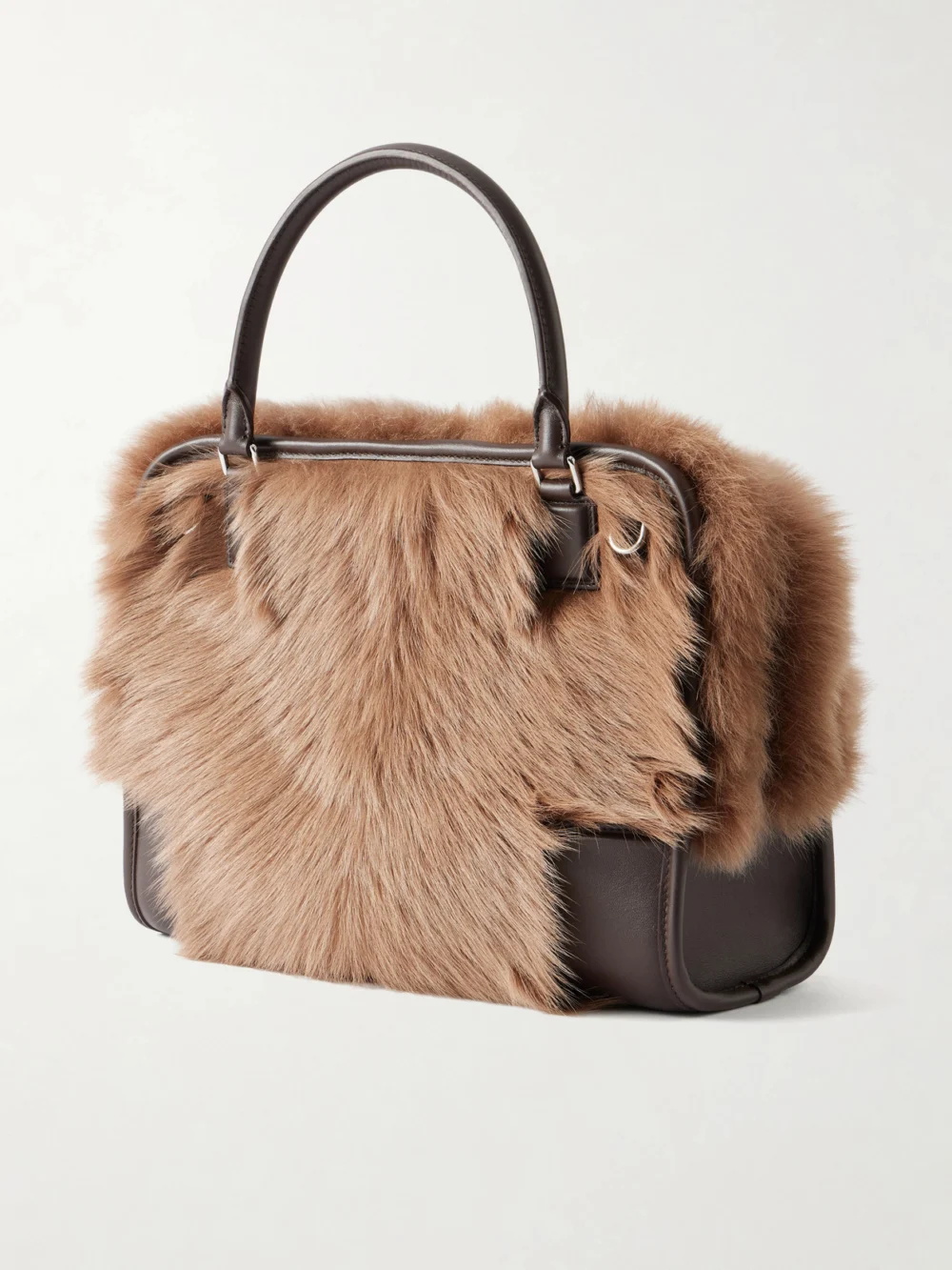 Back view of the Loewe Amazona 180 Medium Shearling-trimmed Leather Shoulder Bag