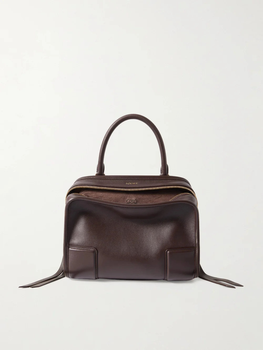 Loewe Amazona 180 Small Leather Top-handle Bag in dark brown