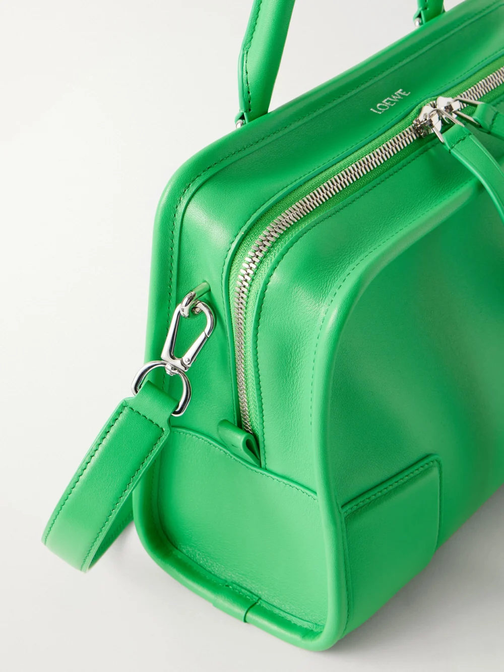 Close-up detail of the Loewe Amazona 180 Small Leather Top-handle Bag