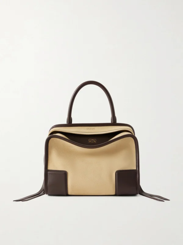 Loewe Amazona 180 Small Leather-trimmed Suede Shoulder Bag