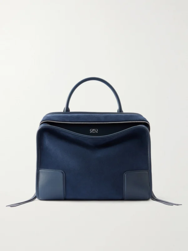 Loewe Amazona Leather-trimmed Suede Tote
