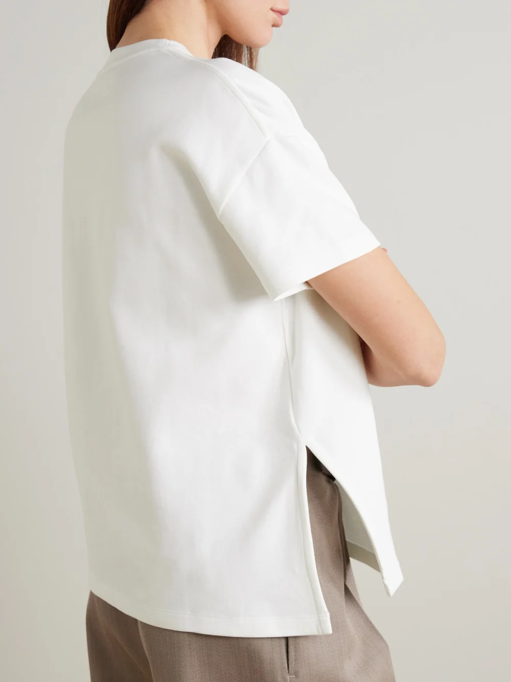 Back view of the Loewe Anagram Asymmetric Cotton-blend Jersey T-shirt