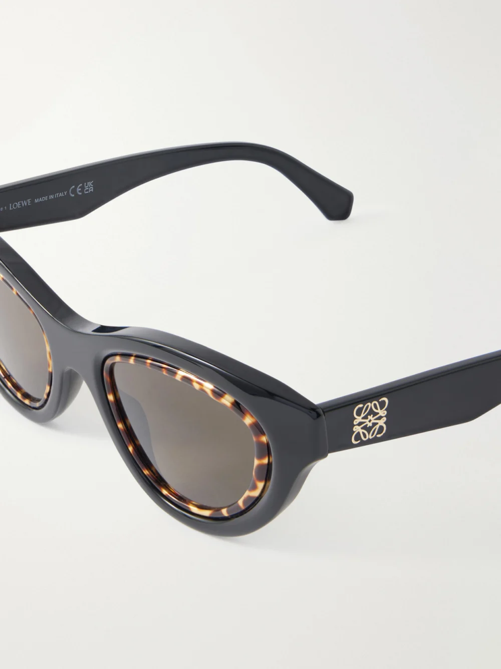 Close-up detail of the Loewe Anagram Cat-eye Acetate Sunglasses