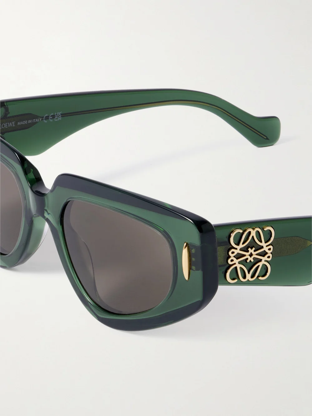 Close-up detail of the Loewe Anagram Cat-eye Acetate Sunglasses