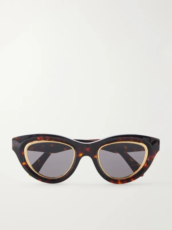 Loewe Anagram Cat-eye Tortoiseshell Acetate and Gold-tone Sunglasses