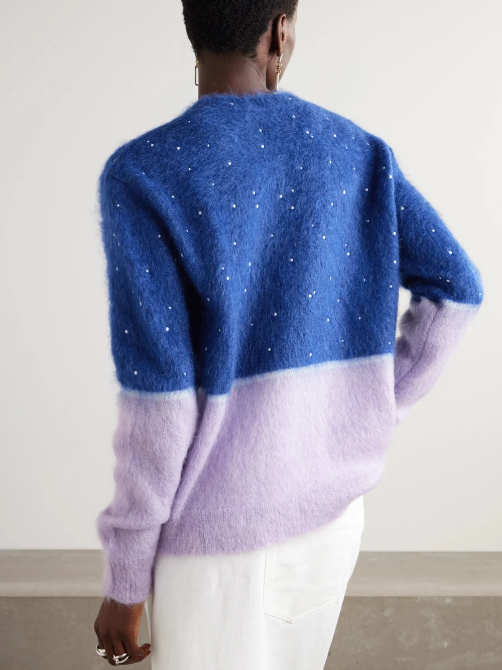 Back view of the Loewe Anagram Embroidered Brushed Mohair-blend Sweater
