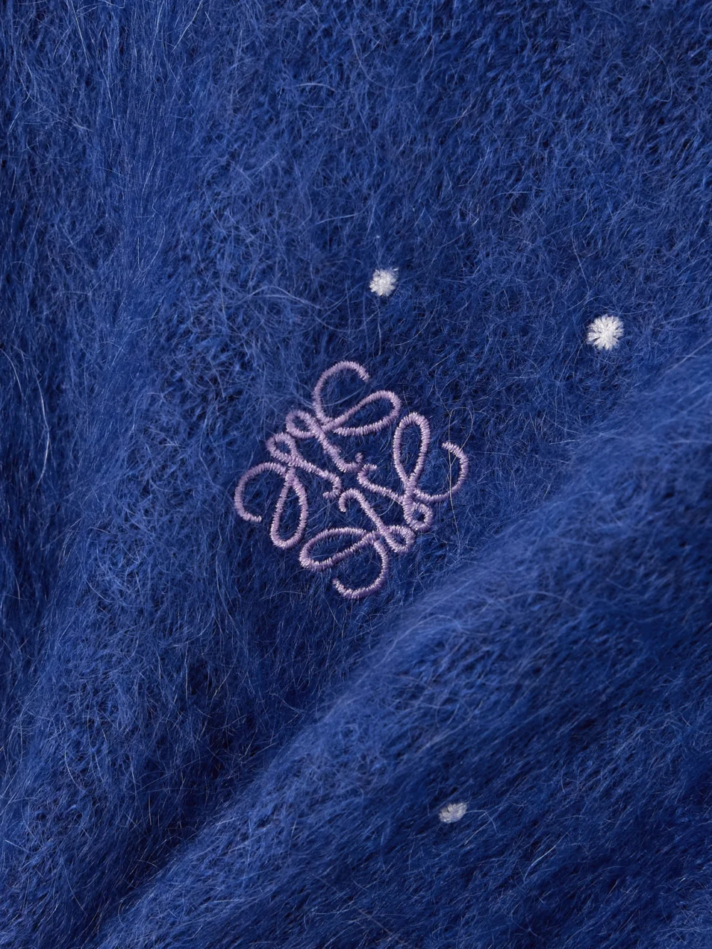 Close-up detail of the Loewe Anagram Embroidered Brushed Mohair-blend Sweater