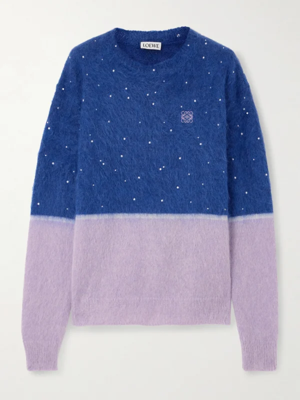 Loewe Anagram Embroidered Brushed Mohair-blend Sweater