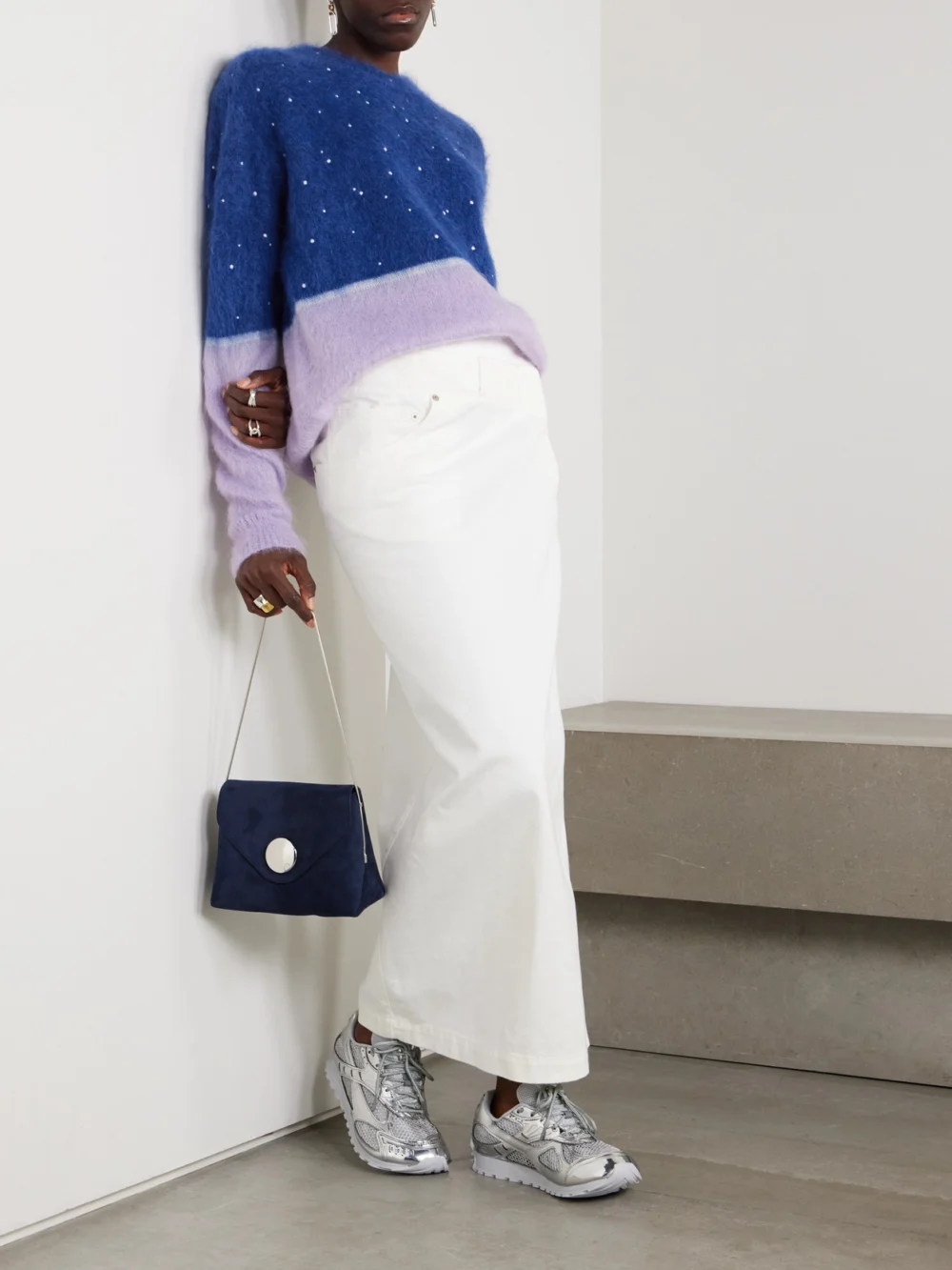 Loewe Anagram Embroidered Brushed Mohair-blend Sweater, worn by a model