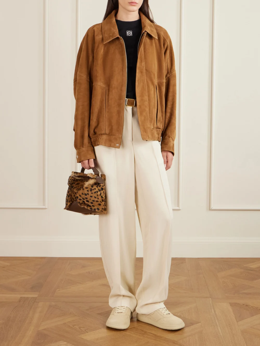 Loewe Anagram Embroidered Cotton-blend Jersey T-shirt, worn by a model