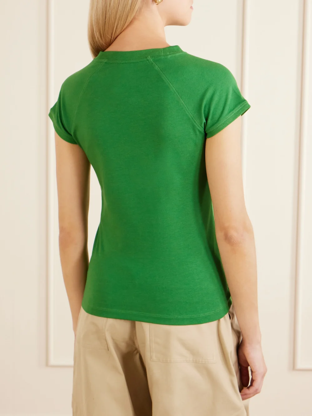 Back view of the Loewe Anagram Embroidered Cotton-blend Jersey T-shirt