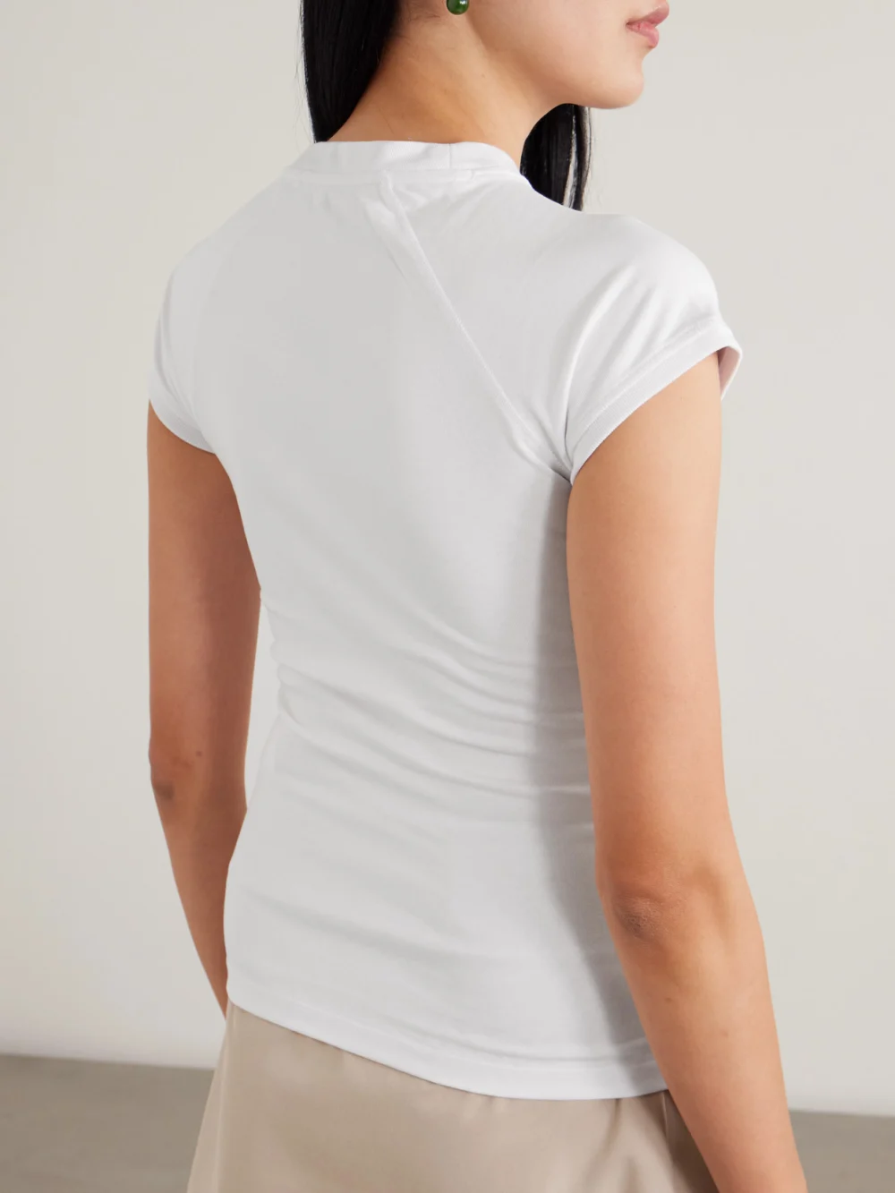 Back view of the Loewe Anagram Embroidered Cotton-blend Jersey T-shirt