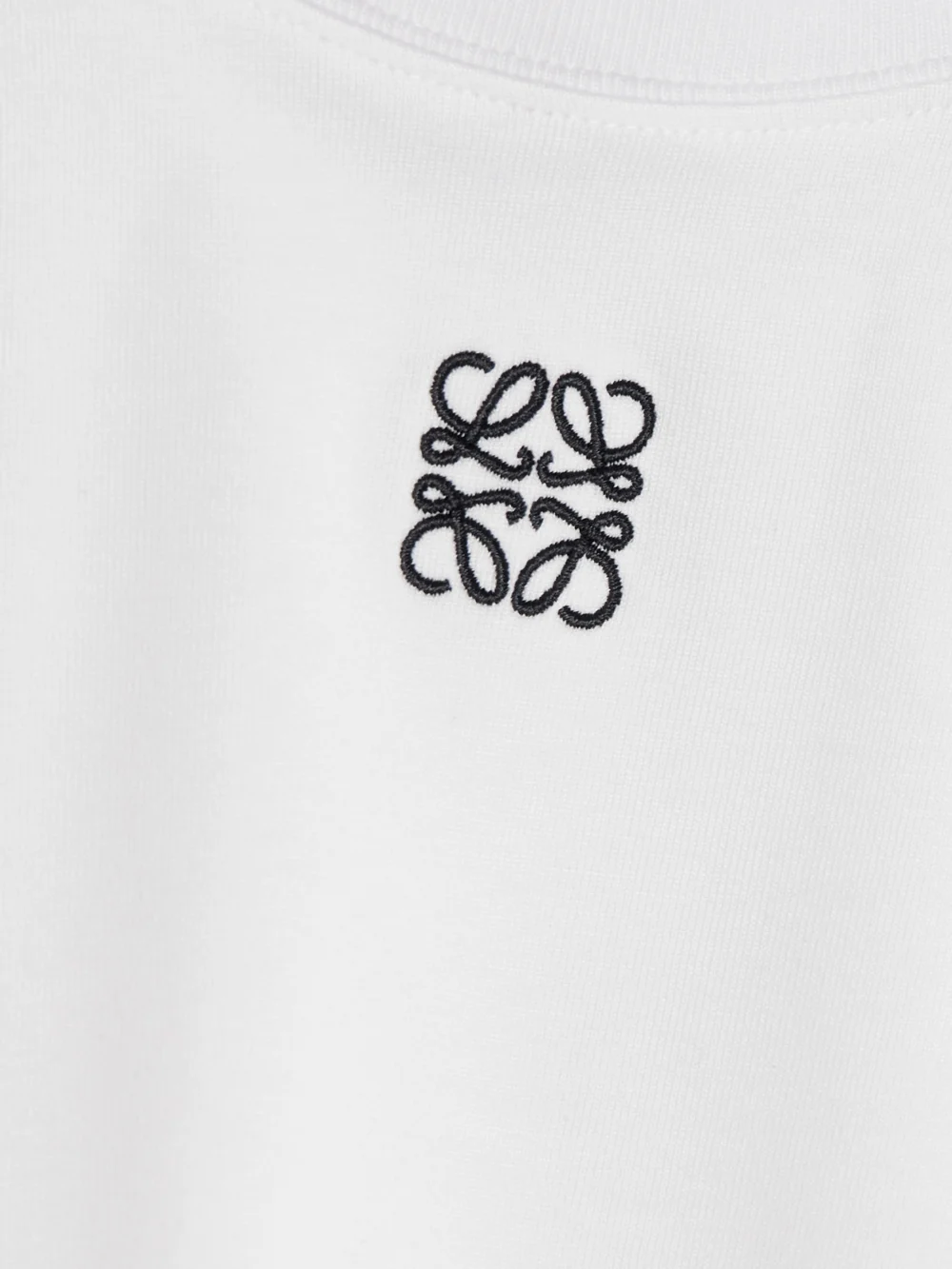 Close-up detail of the Loewe Anagram Embroidered Cotton-blend Jersey T-shirt