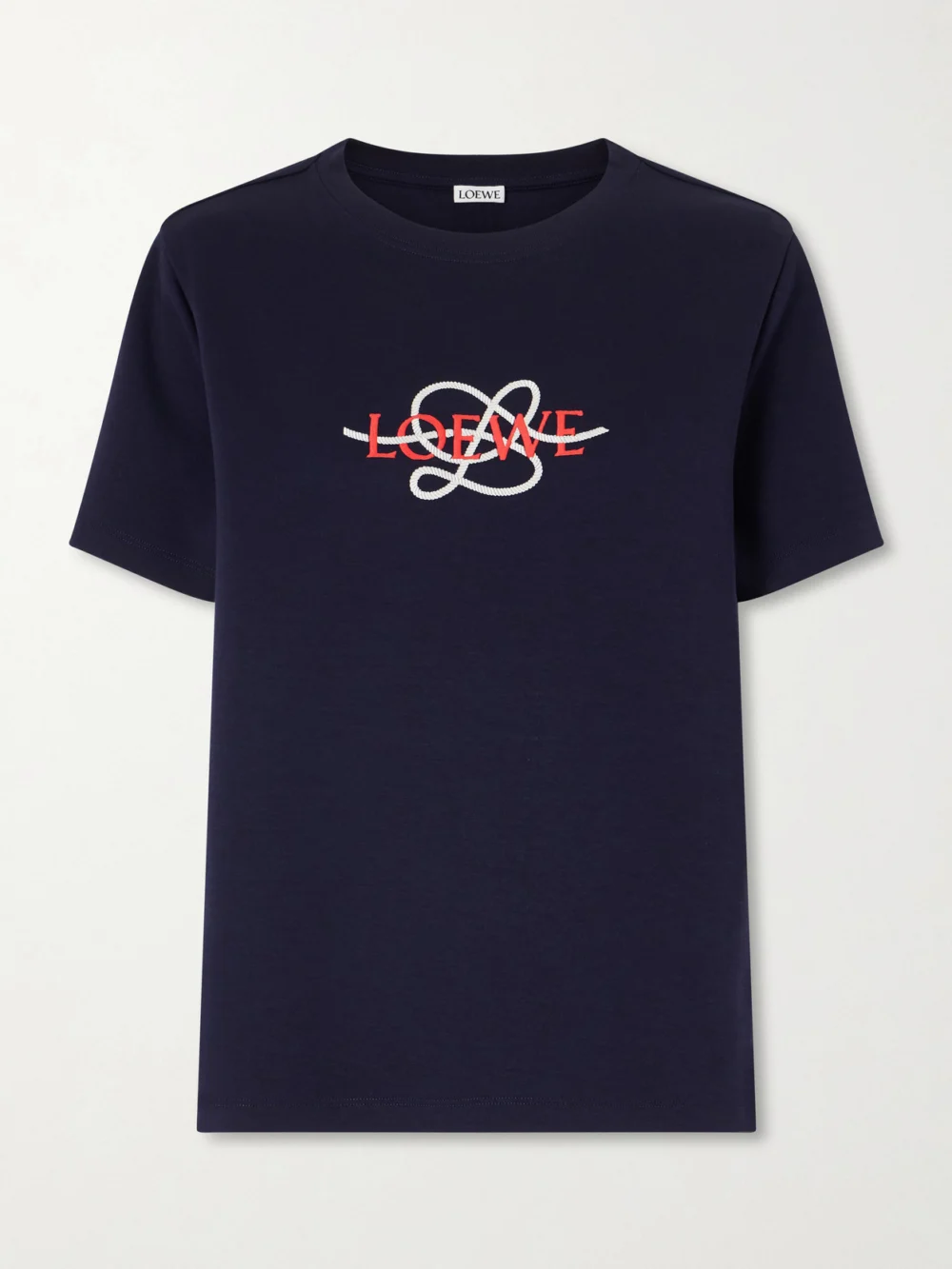 Loewe Anagram-embroidered Cotton-blend T-shirt in navy