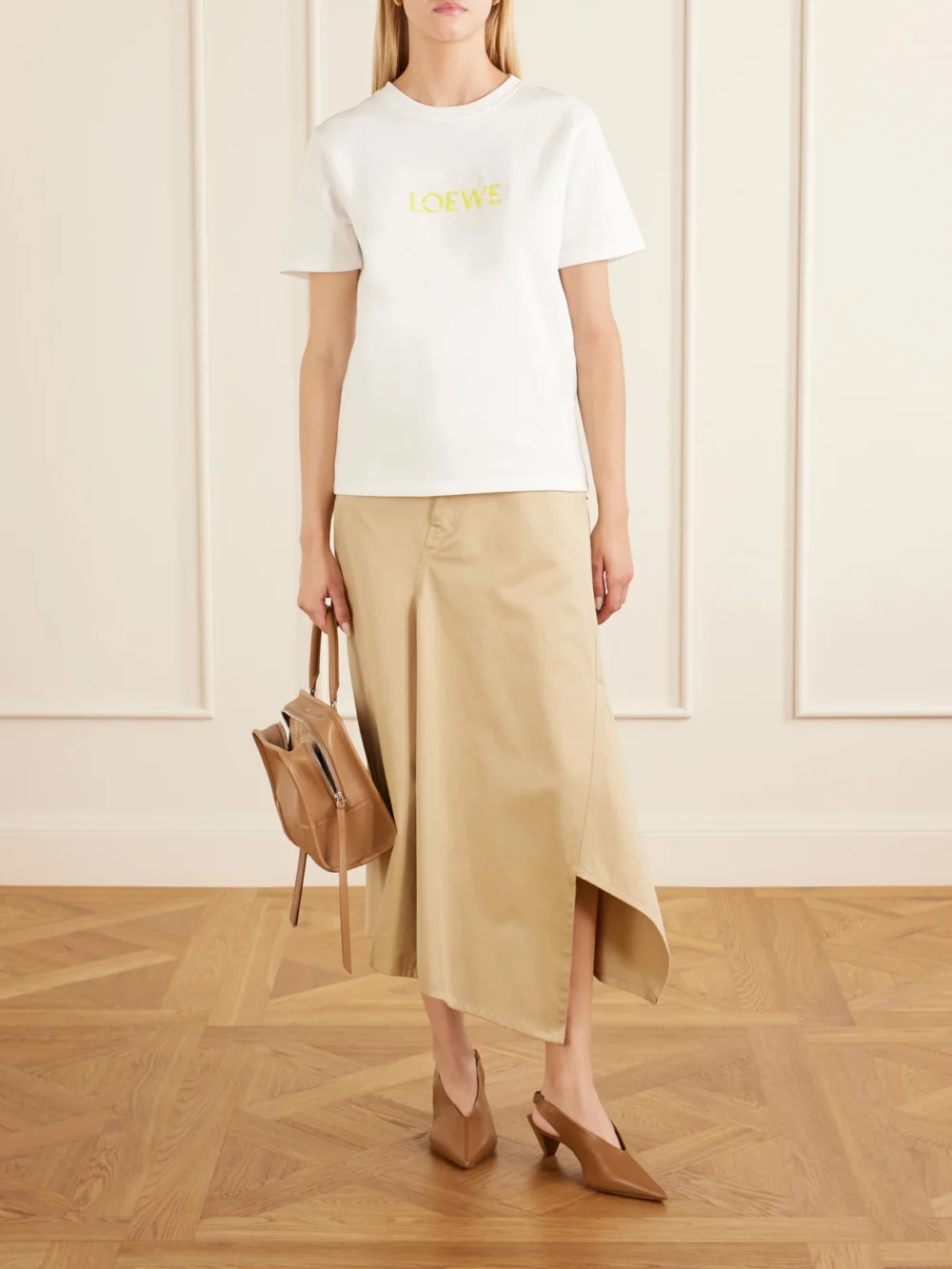 Loewe Anagram-embroidered Cotton-blend T-shirt, worn by a model