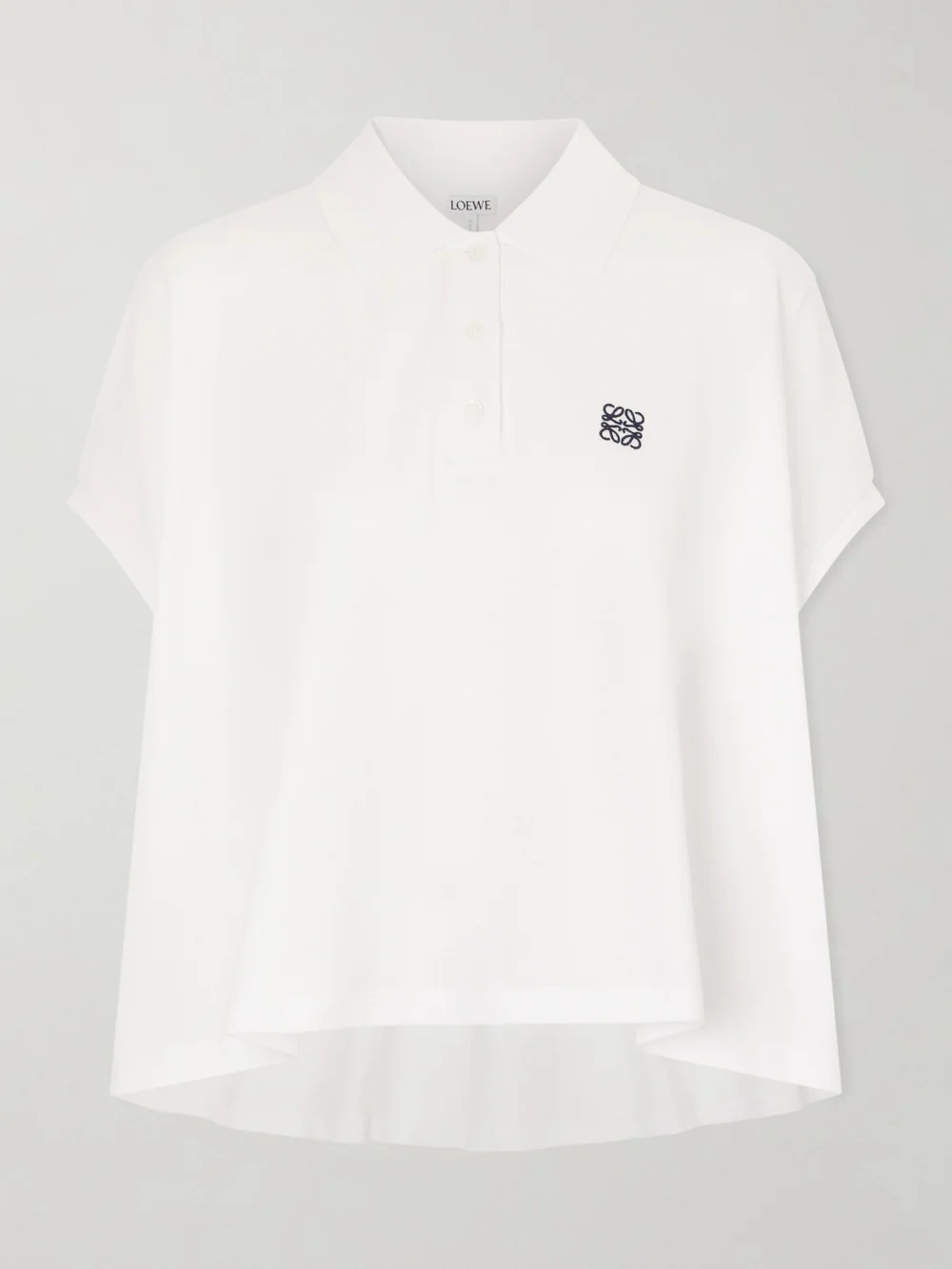 Loewe Anagram Embroidered Cotton-piqué Polo Shirt in white