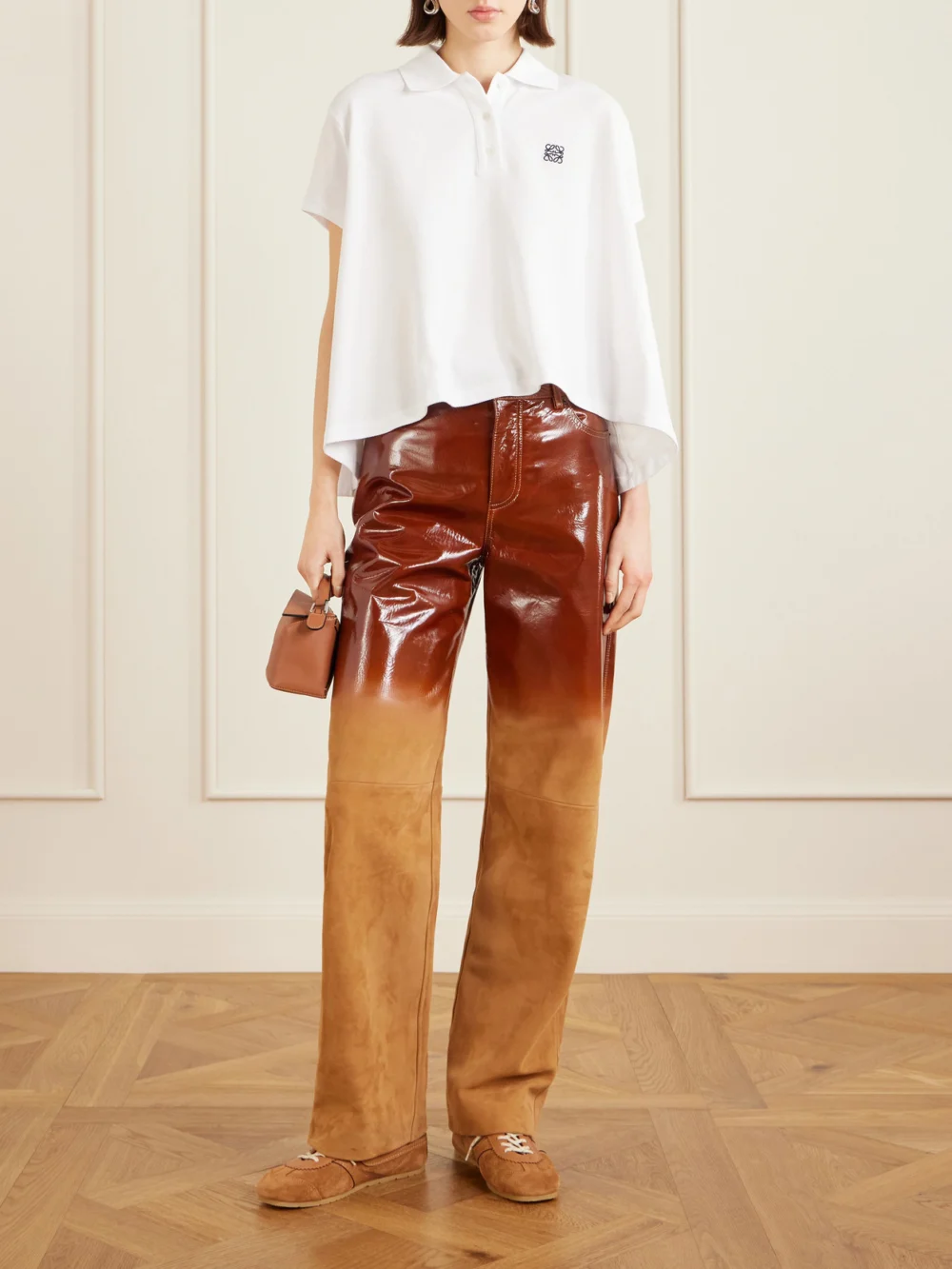 Loewe Anagram Embroidered Cotton-piqué Polo Shirt, worn by a model