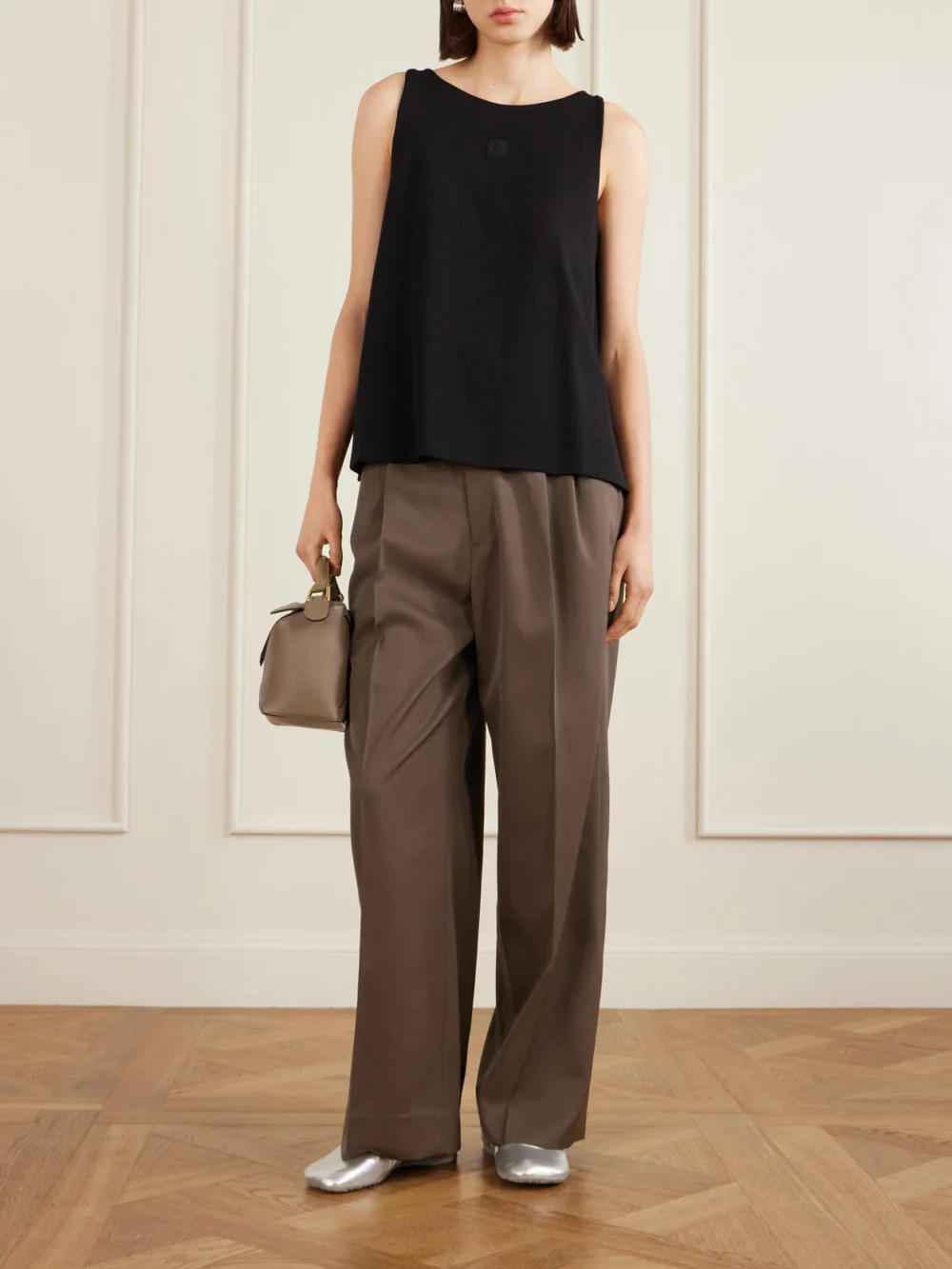Loewe Anagram Embroidered Ribbed-knit Tank Top, worn by a model