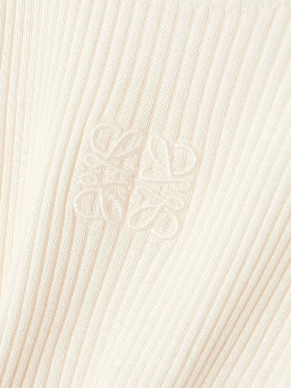 Close-up detail of the Loewe Anagram Embroidered Ribbed Silk-jersey Tank