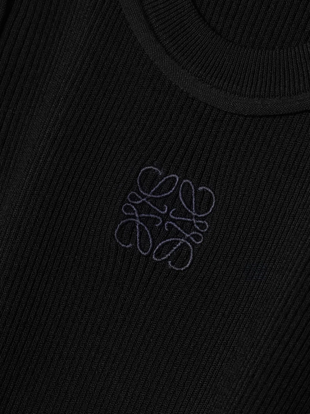 Close-up detail of the Loewe Anagram-embroidered Ribbed Tank