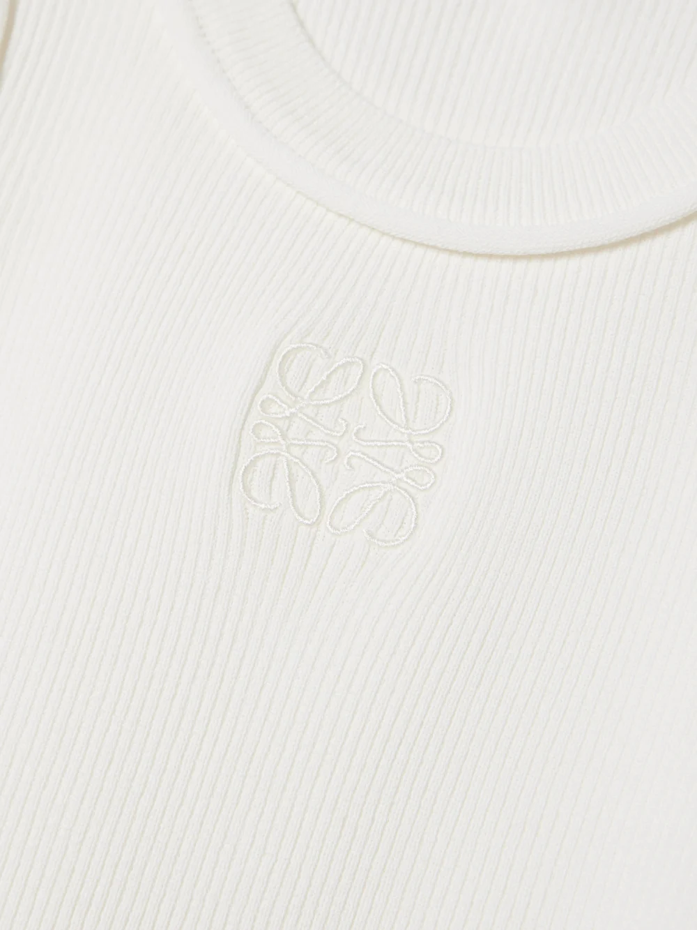 Close-up detail of the Loewe Anagram-embroidered Ribbed Tank