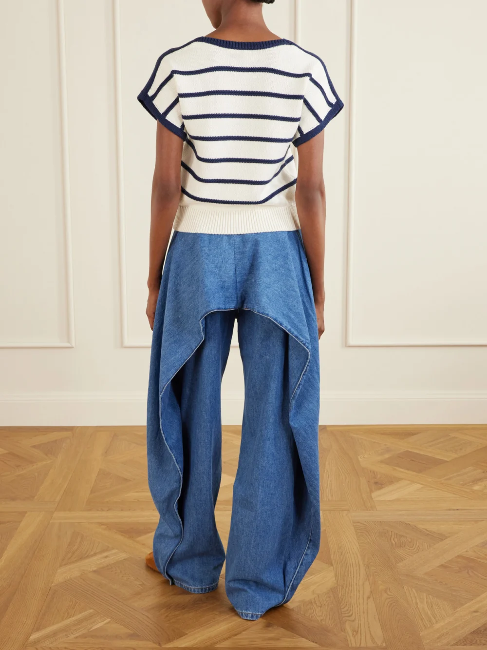 Back view of the Loewe Anagram-embroidered Striped Cotton and Wool-blend Sweater
