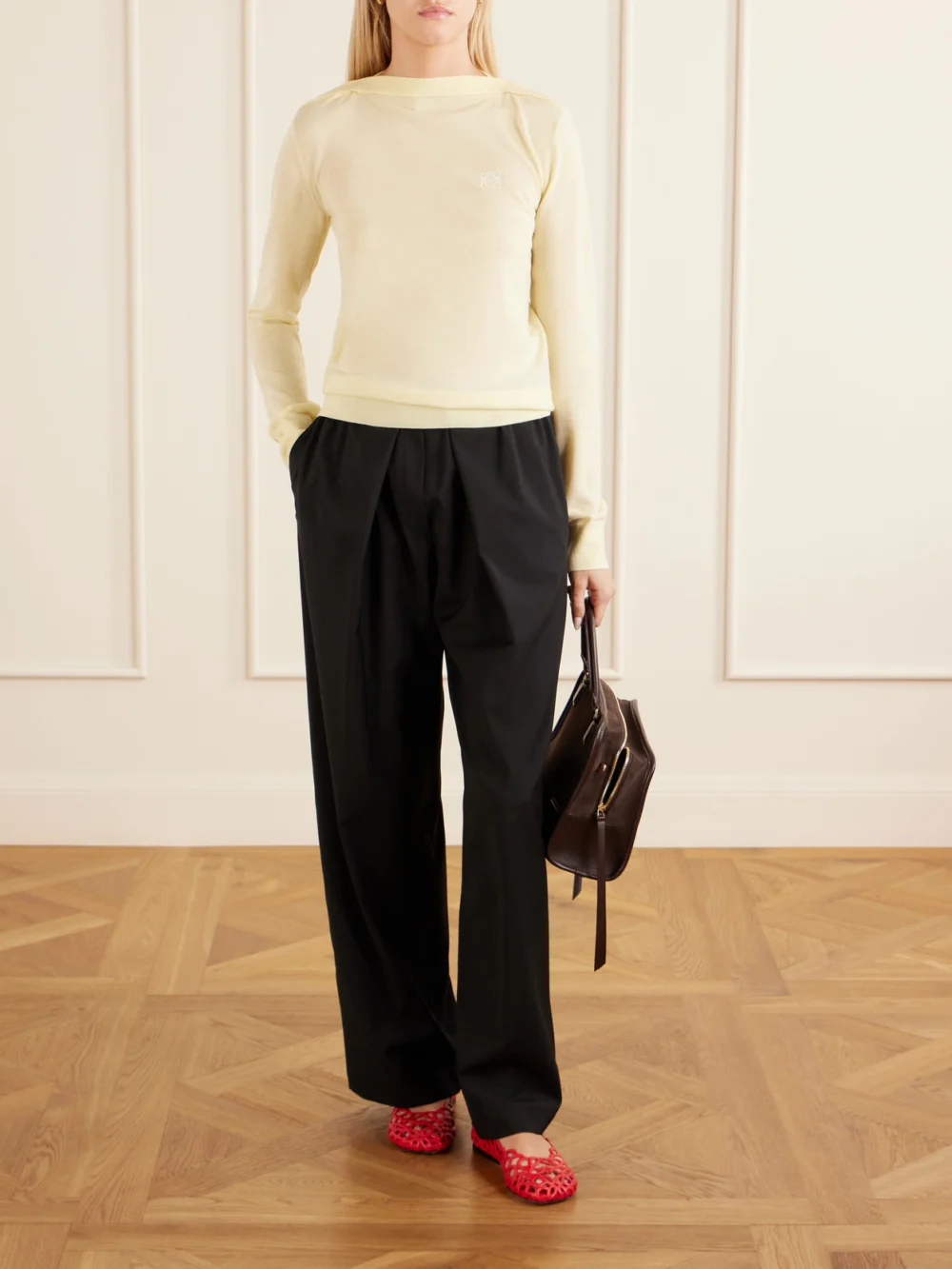 Loewe Anagram-embroidered Wool-blend Sweater, worn by a model
