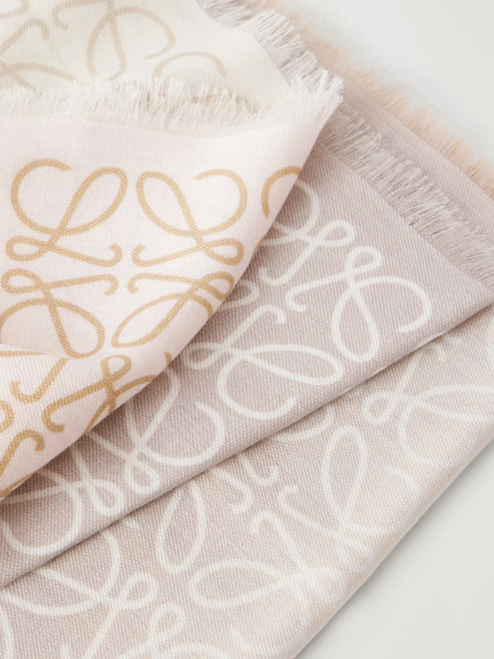 Close-up detail of the Loewe Anagram-intarsia Wool, Silk and Cashmere-blend Scarf