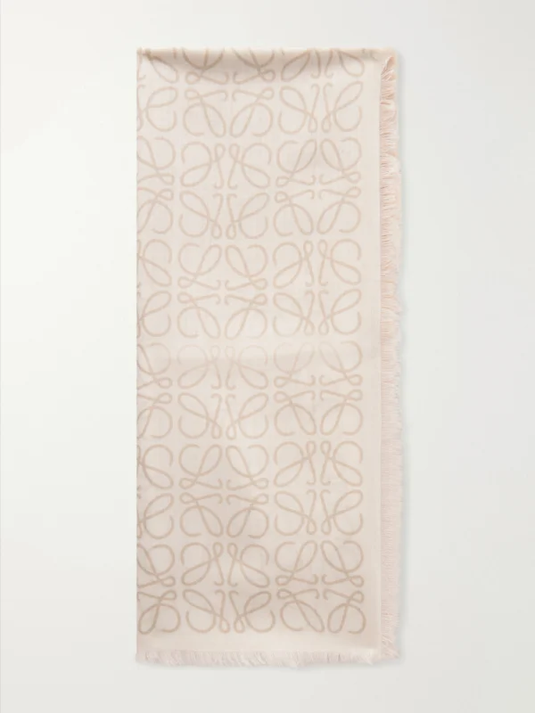 Loewe Anagram-intarsia Wool, Silk and Cashmere-blend Scarf