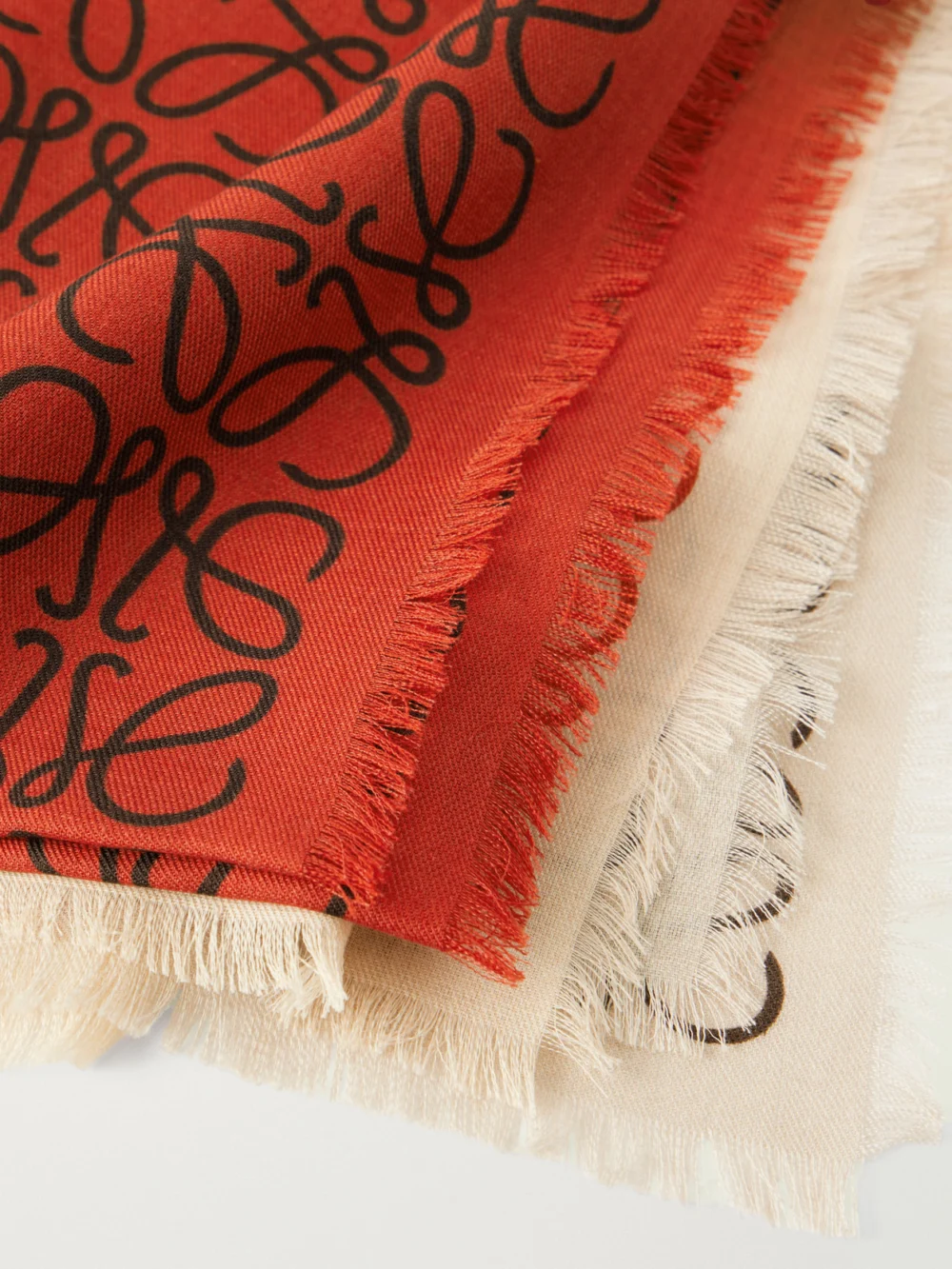 Close-up detail of the Loewe Anagram-intarsia Wool, Silk and Cashmere-blend Scarf