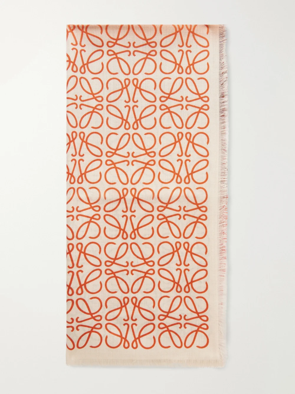 Loewe Anagram-intarsia Wool, Silk and Cashmere-blend Scarf in orange