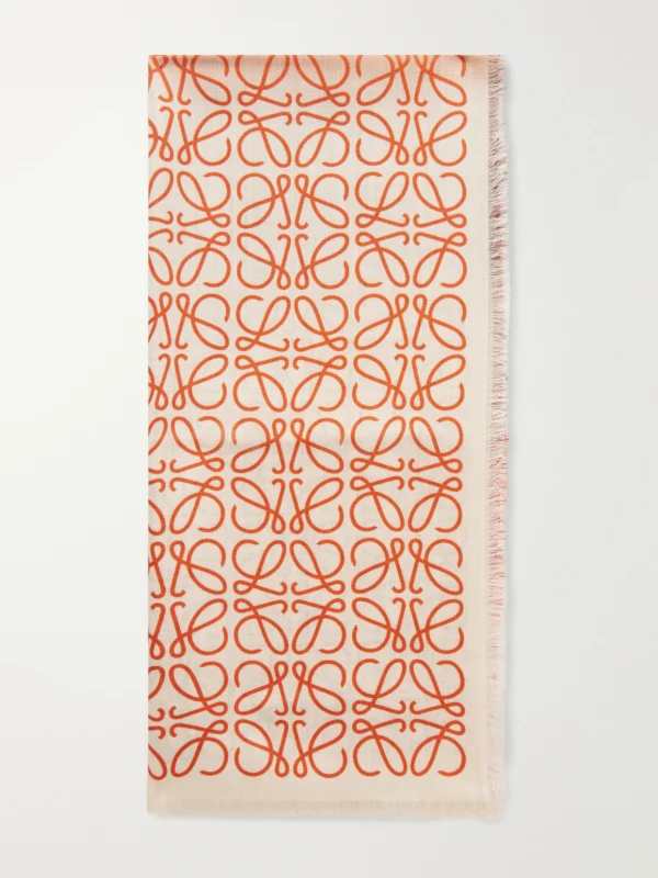 Loewe Anagram-intarsia Wool, Silk and Cashmere-blend Scarf